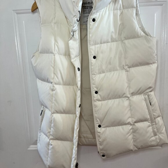Eddie Bauer Women's White Premium EB700 Down Puffer Outdoor Vest Sz Sm - Picture 8 of 13